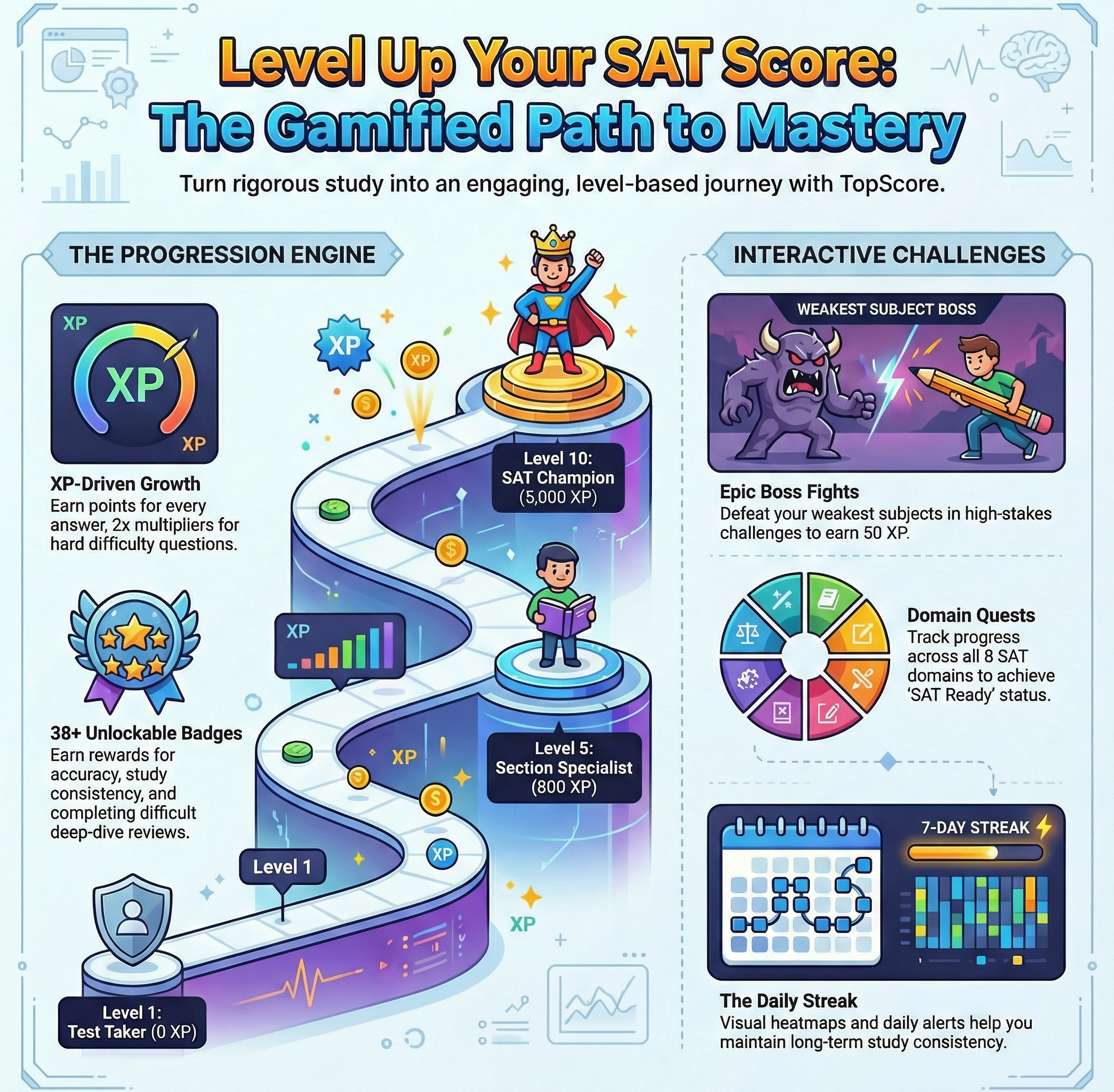 Gamified learning with XP and badges